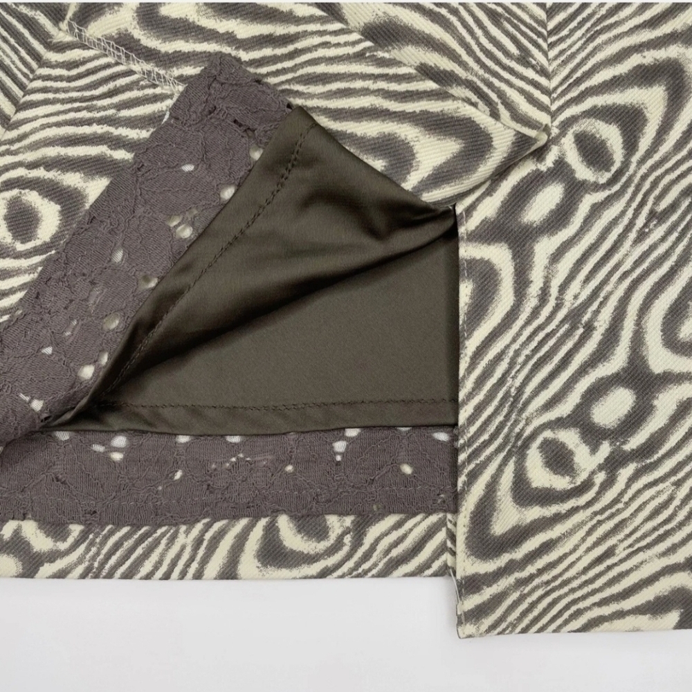 Postmark By Anthropologie Brown Cream Chevron Pattern Straight  Pencil Skirt 8 - Picture 5 of 7